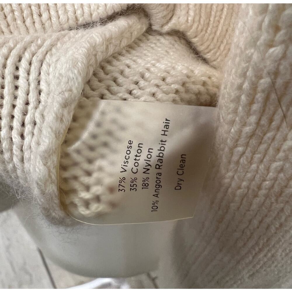 Talbots Cable-Knit Belted Cardigan Cream Shawl Collar Tie Waist Women Small - Picture 7 of 8